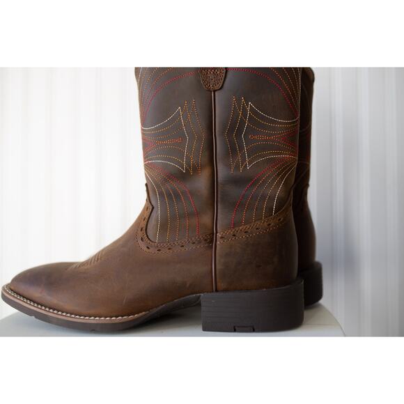 Ariat Men\'s Wide Square Toe Sport Boots 9.5 Distressed Brown
